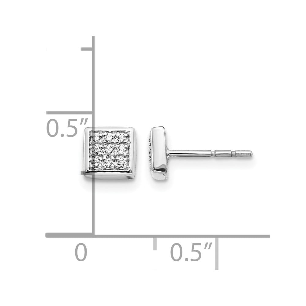 Gold Diamond Square Post Earrings