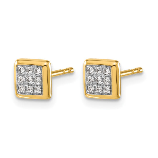Gold Diamond Square Post Earrings