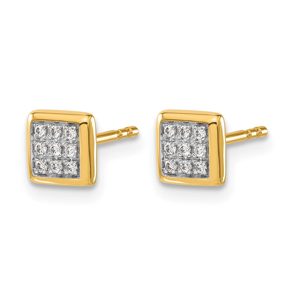 Gold Diamond Square Post Earrings