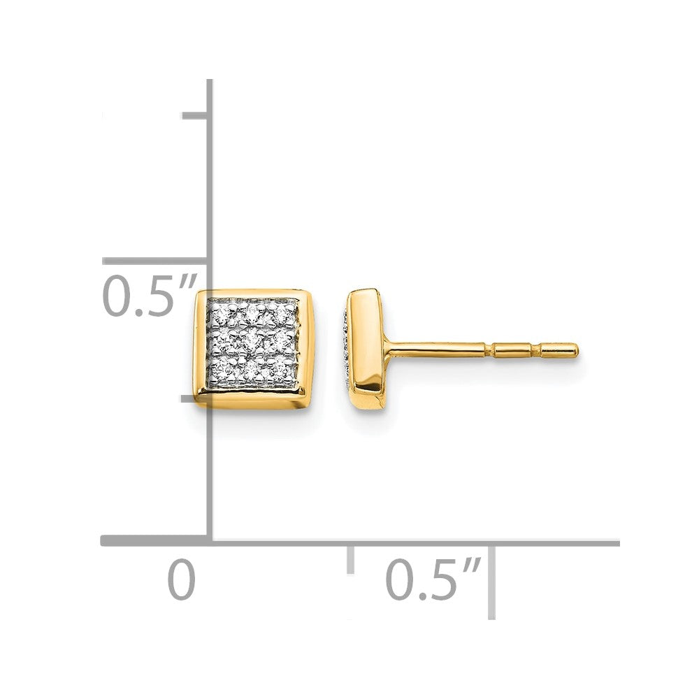 Gold Diamond Square Post Earrings