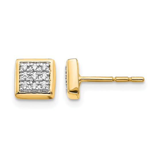 Gold Diamond Square Post Earrings