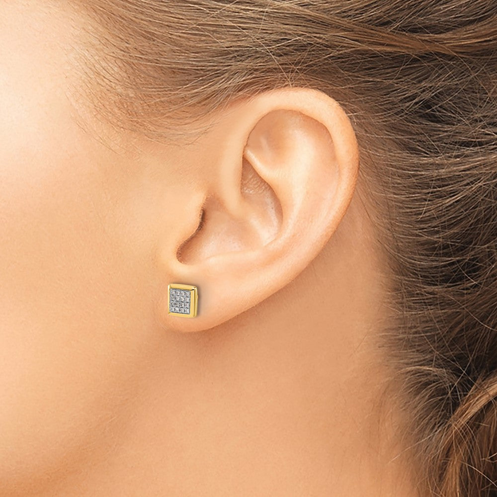 Gold Diamond Square Post Earrings