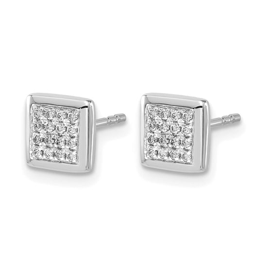 Gold Diamond Square Post Earrings