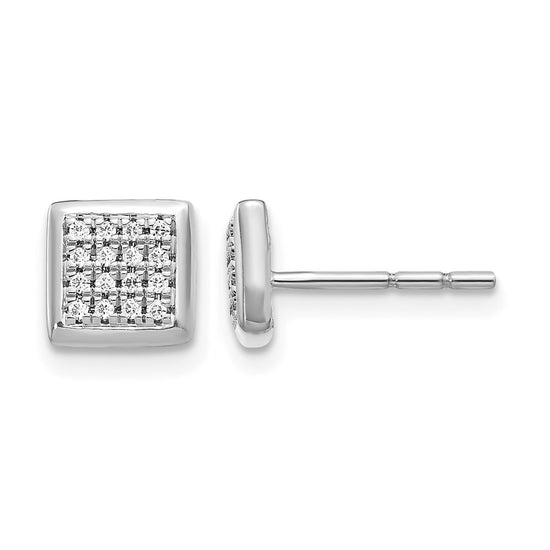 Gold Diamond Square Post Earrings