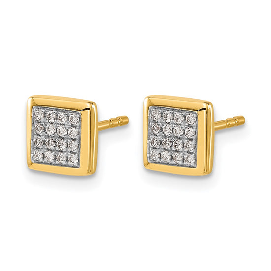 Gold Diamond Square Post Earrings