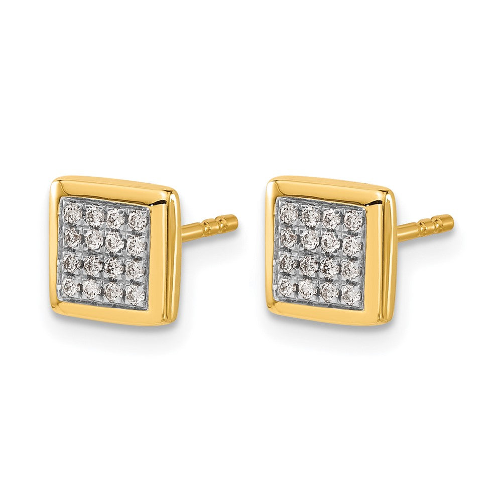 Gold Diamond Square Post Earrings