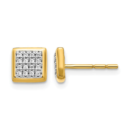 Gold Diamond Square Post Earrings