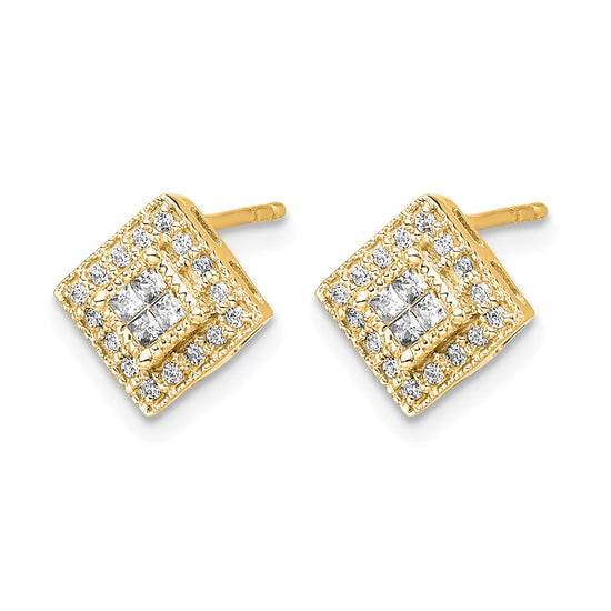 Gold Diamond Post Earrings