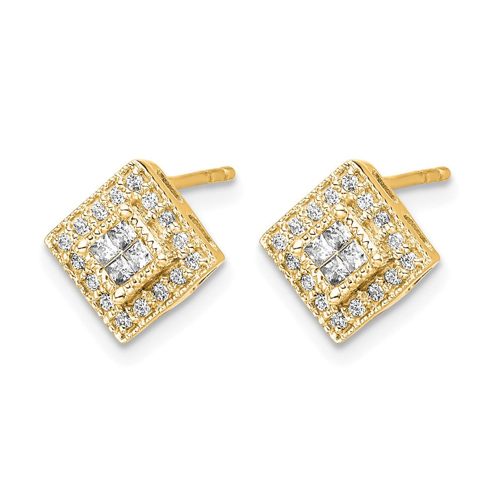 Gold Diamond Post Earrings