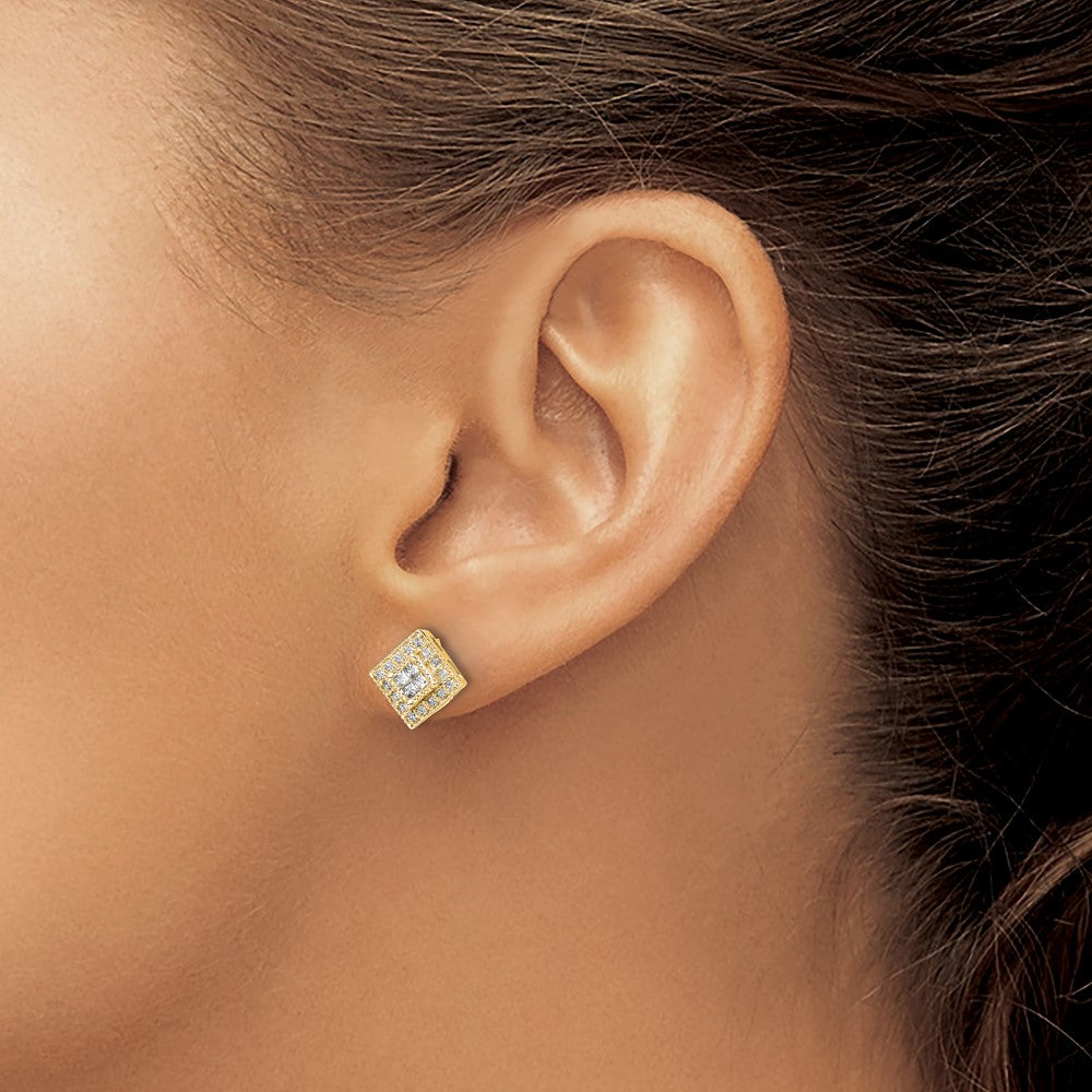 Gold Diamond Post Earrings