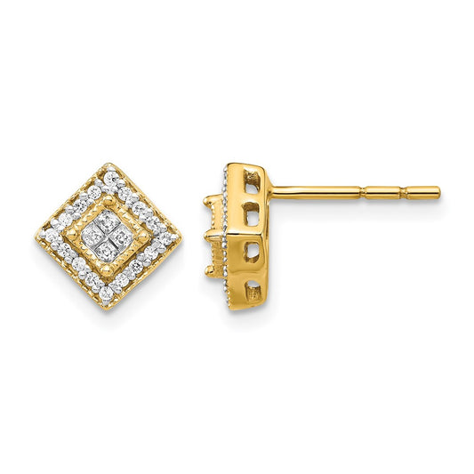 Gold Diamond Post Earrings