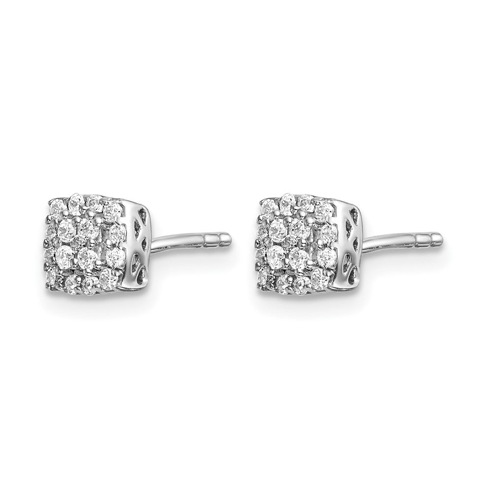 14k White Gold 1/4 carat Diamond Square Halo Post Earrings