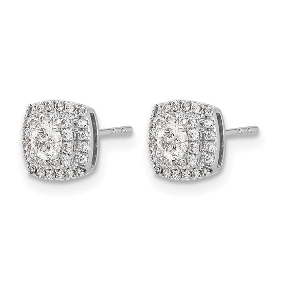 10k White Gold Diamond Halo Post Earrings