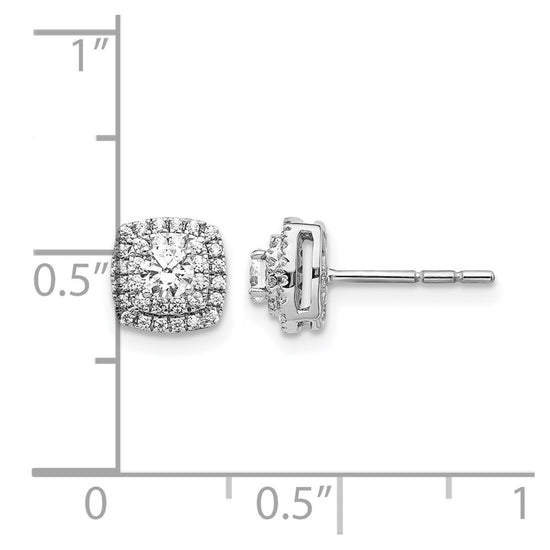 14k White Gold 1/2 carat Diamond Square Halo Post Earrings
