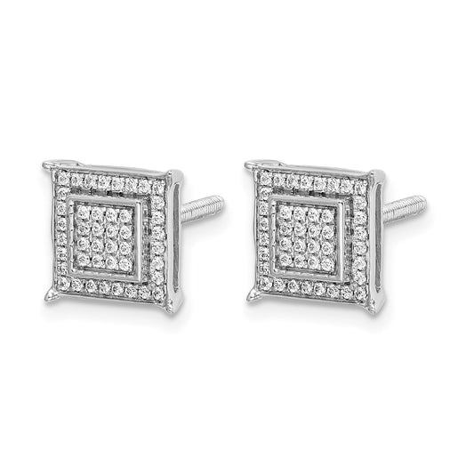 Diamond Small Double Square Bezel Post Earrings