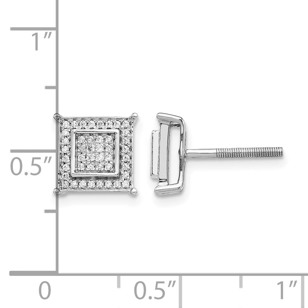 Diamond Small Double Square Bezel Post Earrings