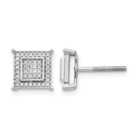 Diamond Small Double Square Bezel Post Earrings
