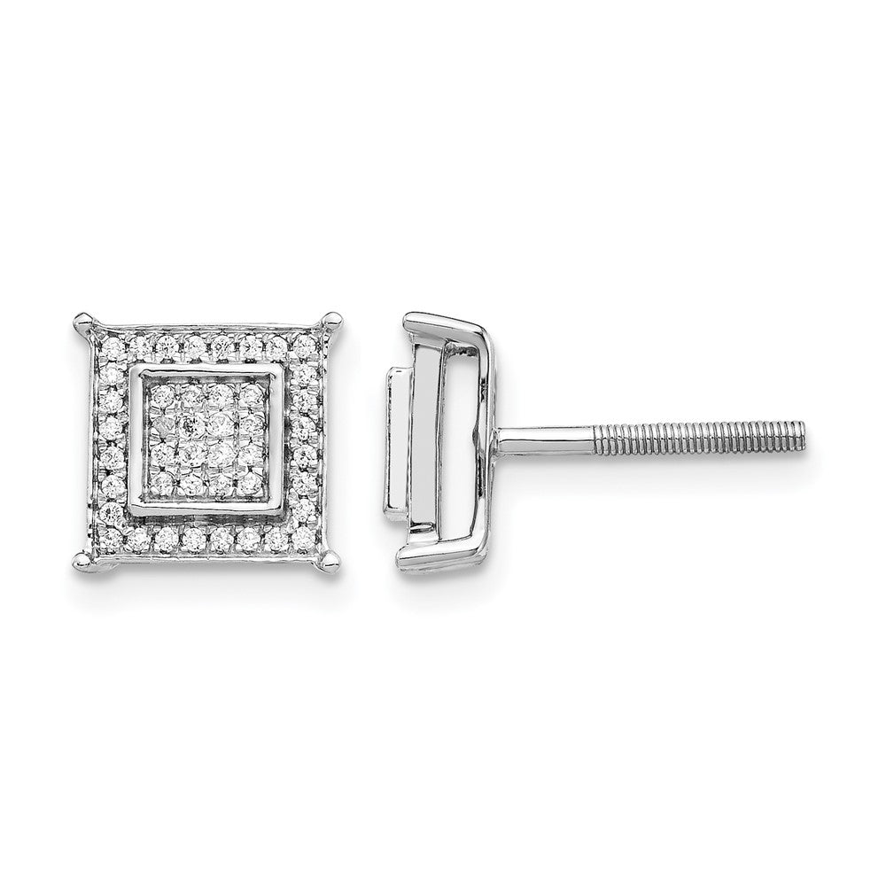 Diamond Small Double Square Bezel Post Earrings