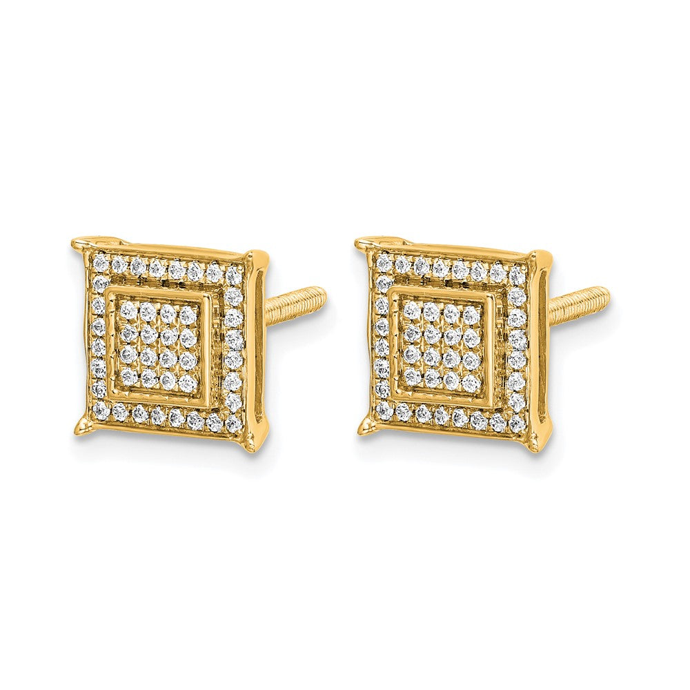 Diamond Small Double Square Bezel Post Earrings