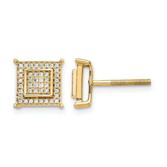 Diamond Small Double Square Bezel Post Earrings