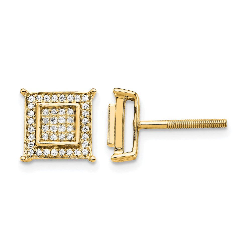 Diamond Small Double Square Bezel Post Earrings