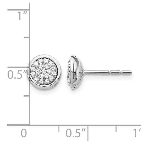 14k White Gold 1/5 carat Diamond Cluster Post Earrings