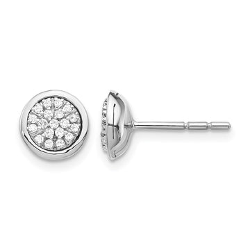 14k White Gold 1/5 carat Diamond Cluster Post Earrings