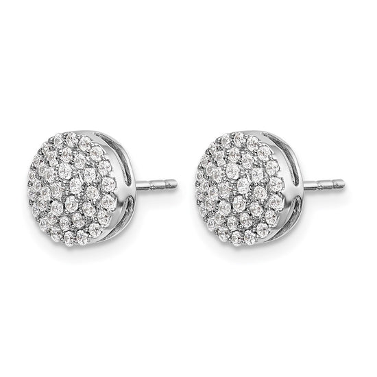 14k White Gold 1/2 carat Diamond Round Cluster Post Earrings