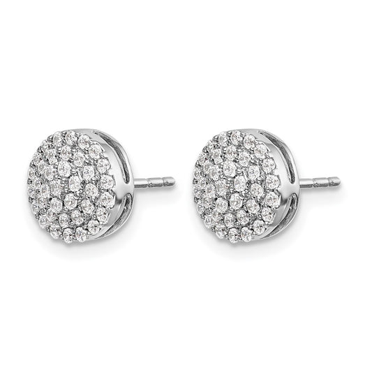 14k White Gold 1/2 carat Diamond Round Cluster Post Earrings