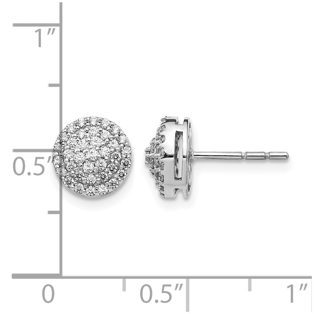 14k White Gold 1/2 carat Diamond Round Cluster Post Earrings