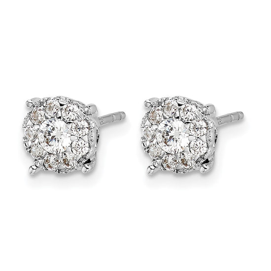 14k White Gold 1/2 carat Diamond Cluster Post Earrings