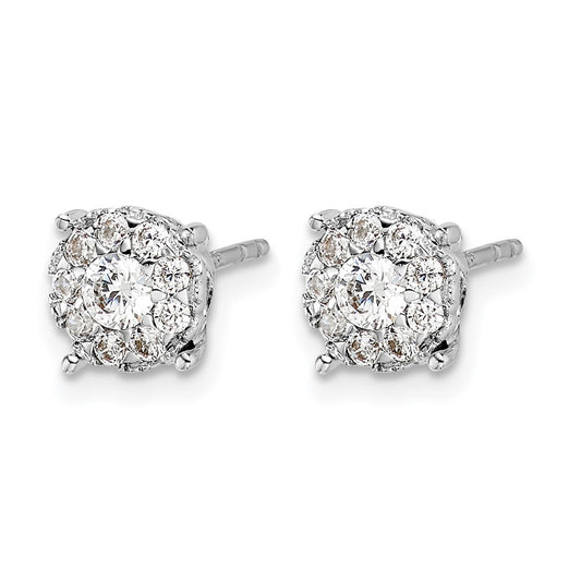 14k White Gold 1/2 carat Diamond Cluster Post Earrings