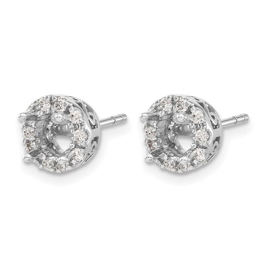 14k White Gold 1/2 carat Diamond (Holds 2-6.5mm Stones) Semi-mount Halo Stud Earrings