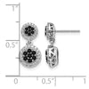 14k White Gold 3/4 carat Black/White Diamond Cluster Dangle Post Earrings