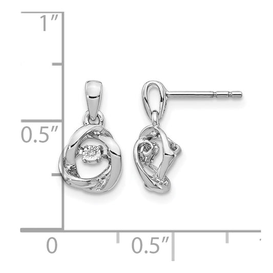 14k White Gold Fancy Moving Diamond Dangle Post Earrings