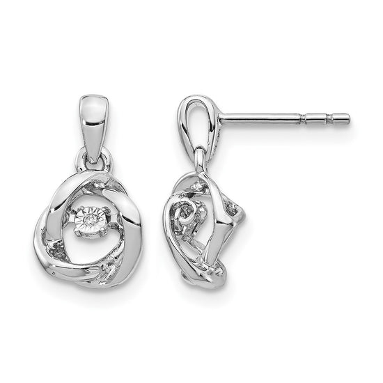 14k White Gold Fancy Moving Diamond Dangle Post Earrings