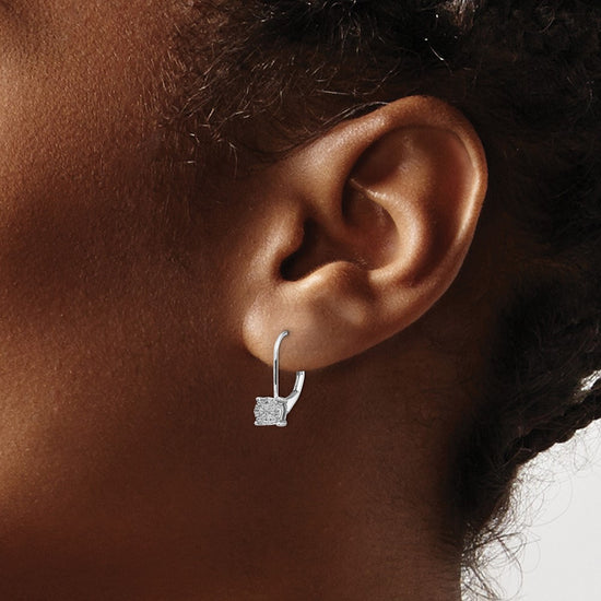 Diamond Cluster Leverback Earrings