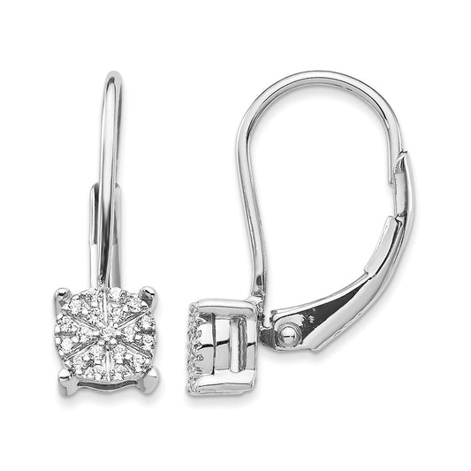 Diamond Cluster Leverback Earrings