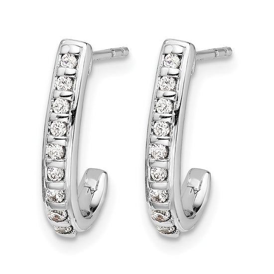 Diamond J-Hoop Post Earrings