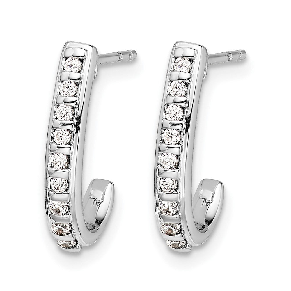 Diamond J-Hoop Post Earrings