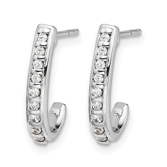 Diamond J-Hoop Post Earrings