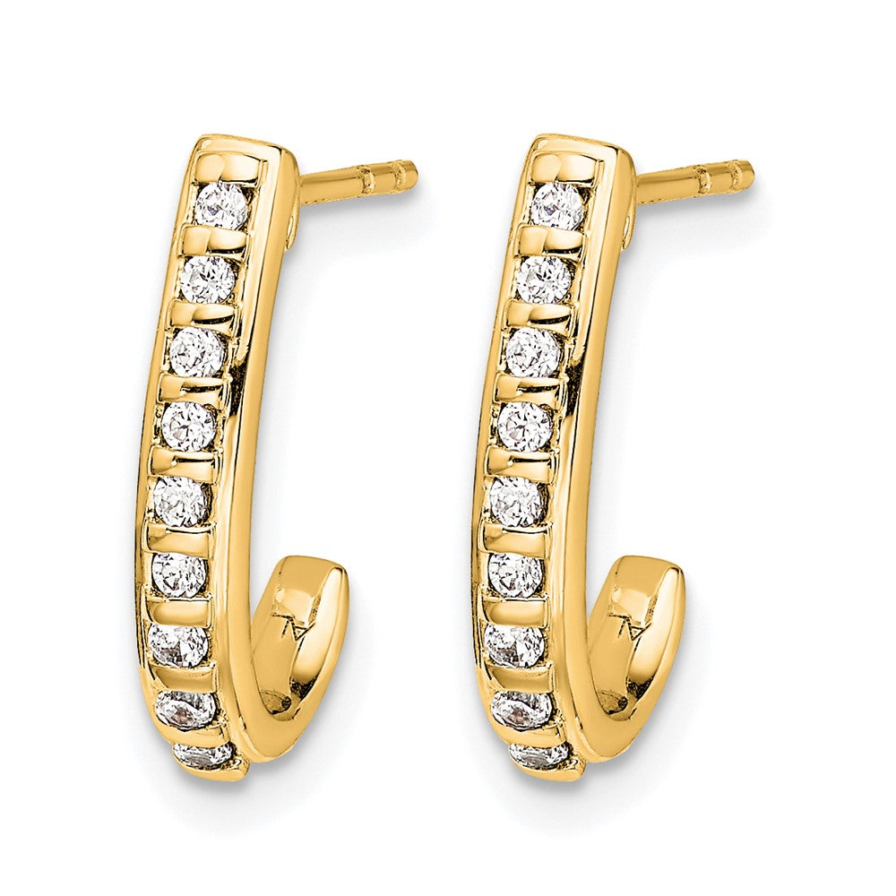 Diamond J-Hoop Post Earrings