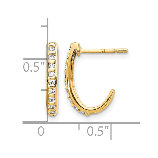 Diamond J-Hoop Post Earrings