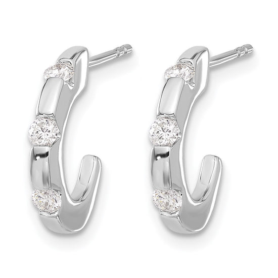 14k White Gold 1/3 carat Diamond J-Hoop Post Earrings