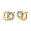 14k with White Rhodium Diamond Circles Post Earrings
