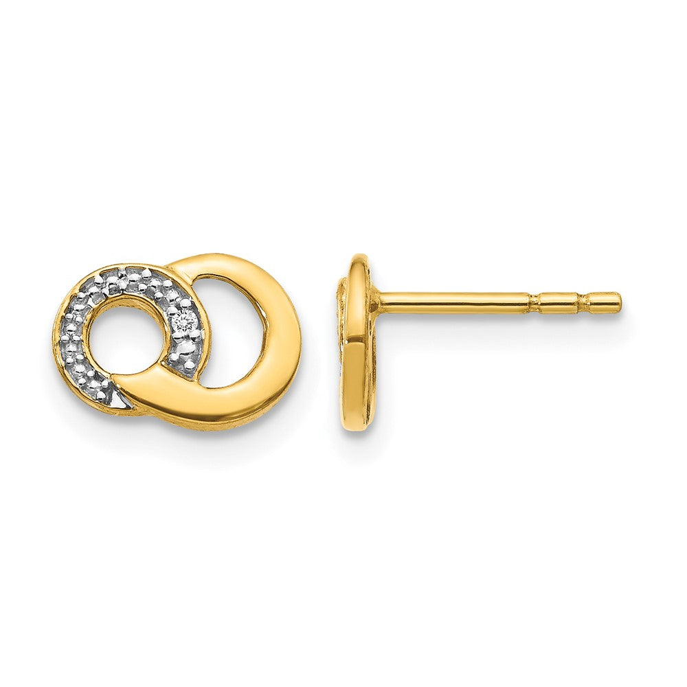 14k with White Rhodium Diamond Circles Post Earrings