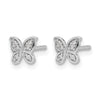 14k White Gold 1/20 carat Diamond Small Butterfly Post Earrings