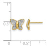 14k and White Rhodium Diamond Butterfly Post Earrings