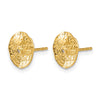 14k Small Textured Circle Diamond Post Earrings