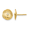 14k Small Textured Circle Diamond Post Earrings